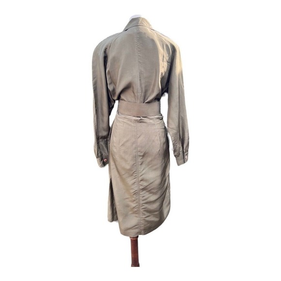 Vintage Pat Argenti Silk Shirt Dress Belted Safari Chic 1980's mini dress 12 - Picture 4 of 9
